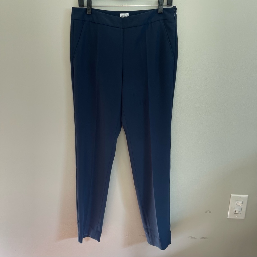 Armani Collezioni Pants Womens Size 6 Straight Leg Blue Career Trousers